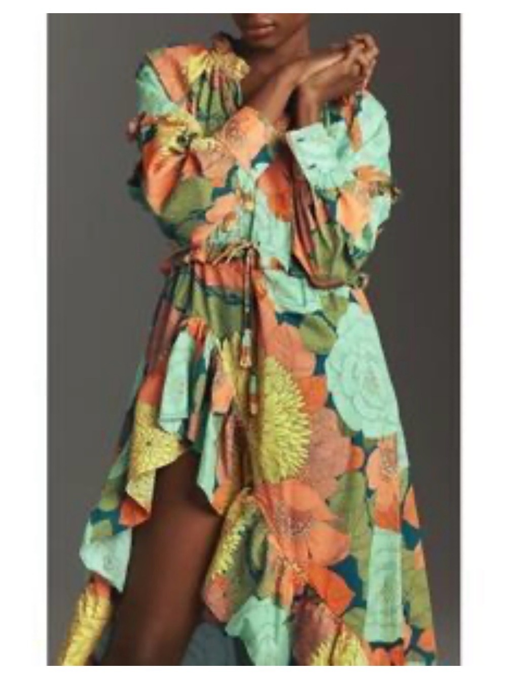 Anthropologie Farm Rio Floral Dress with Green and Pink